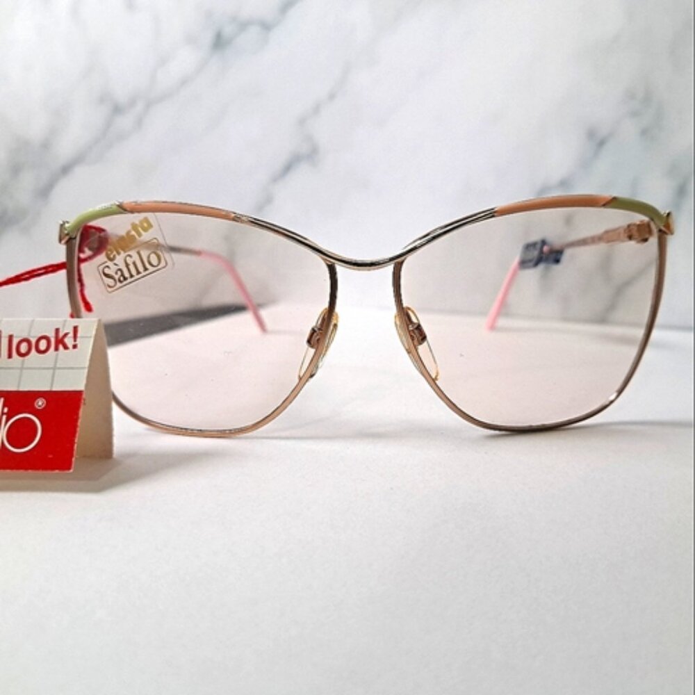 AUTHENTICALLY VINTAGE Eyeglass Frame by Safilo, Rx'able, pink metal, hippie big